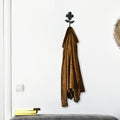 4" Black Cast Iron Flower Wall Hook. Coat hanger isolated on a plain white background, in a black metal finish.