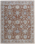 9' X 13' Red Ivory And Blue Floral Distressed Area Rug With Fringe