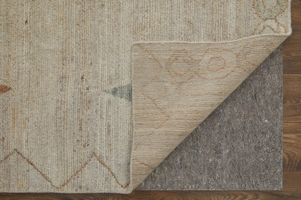 9' X 13' Tan Brown And Gray Moroccan Hand Knotted Area Rug close-up detail