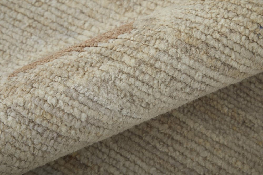9' X 13' Tan Brown And Gray Moroccan Hand Knotted Area Rug close-up detail