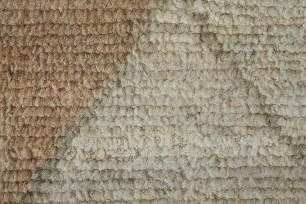 9' X 13' Tan Brown And Gray Moroccan Hand Knotted Area Rug close-up detail