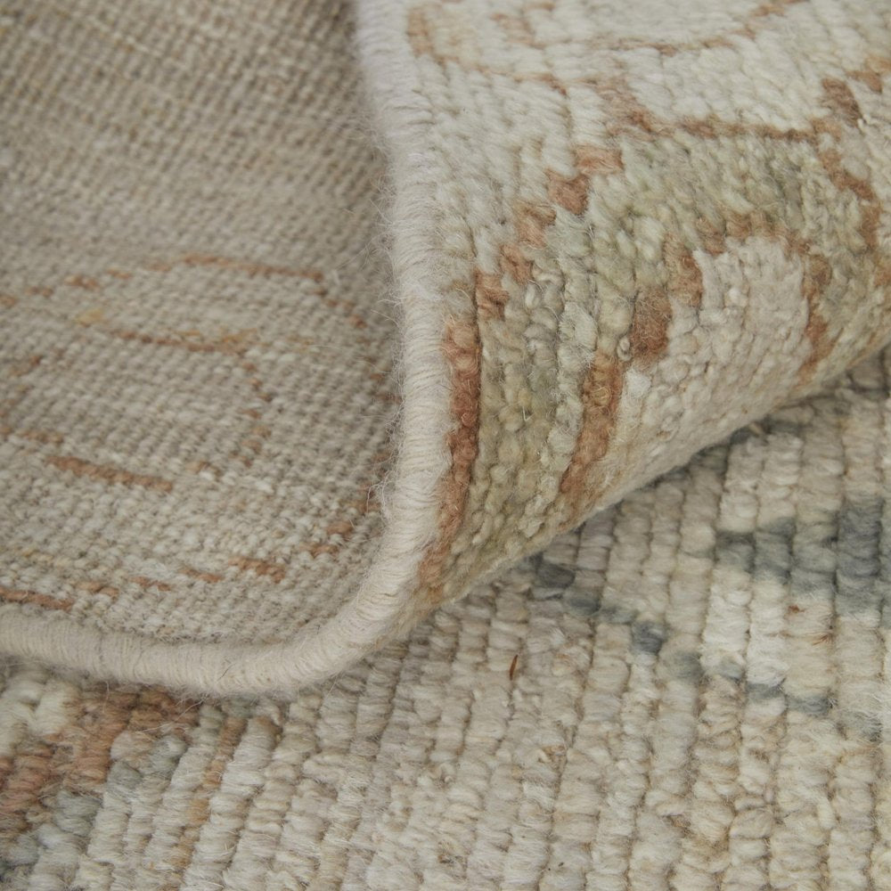 9' X 13' Tan Brown And Gray Moroccan Hand Knotted Area Rug close-up detail