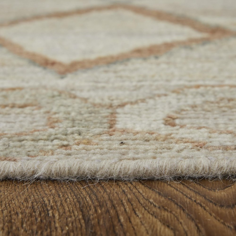 9' X 13' Tan Brown And Gray Moroccan Hand Knotted Area Rug in a home interior