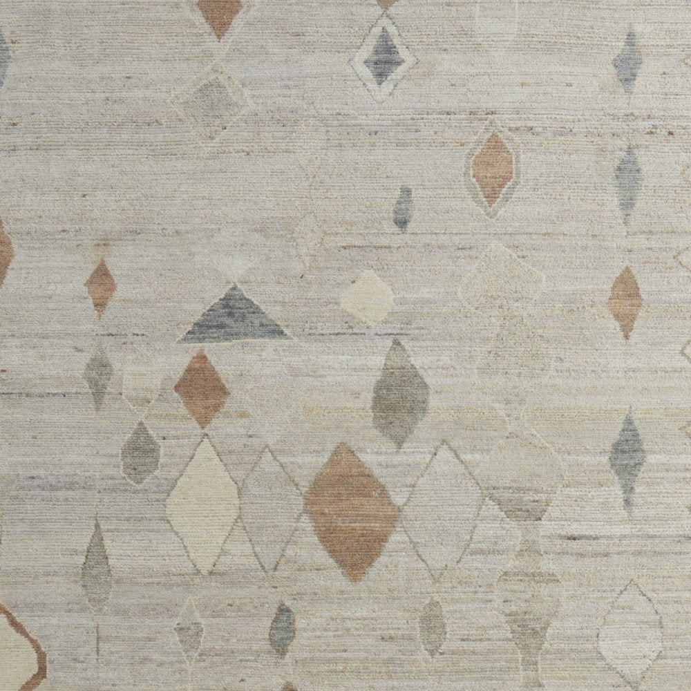 9' X 13' Tan Brown And Gray Moroccan Hand Knotted Area Rug on a white background