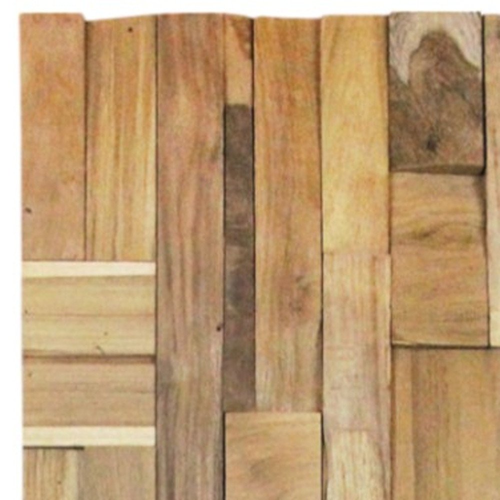 Brown 3D Embossed Abstract Teak Reclaimed Wood Decorative Wall Panels - with Four Individual Pieces