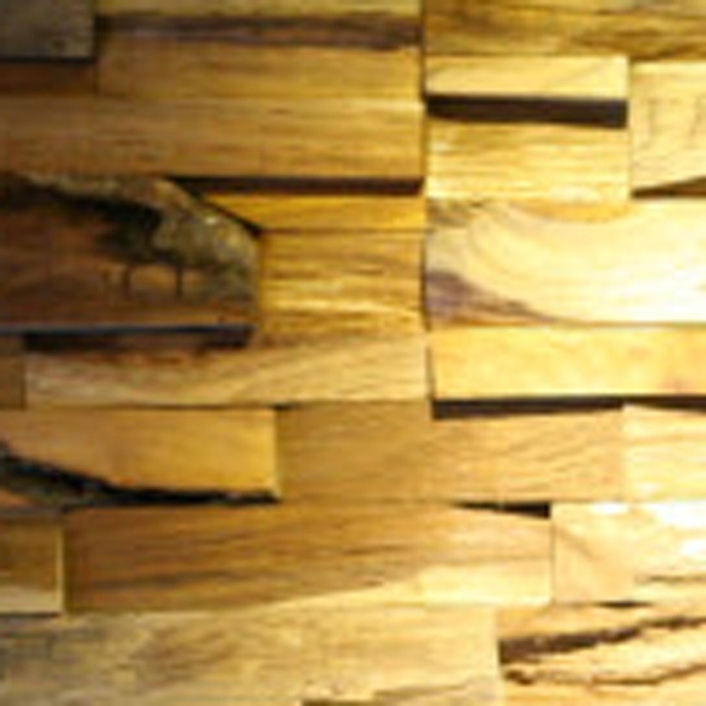 Brown 3D embossed abstract teak reclaimed wood decorative wall panels with a natural finish.