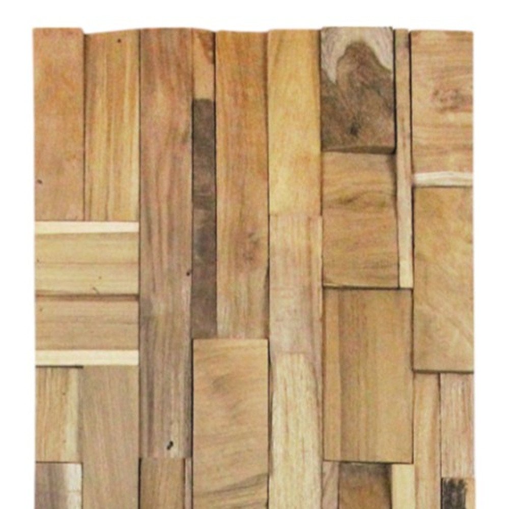 Brown 3D Embossed Abstract Teak Reclaimed Wood Decorative Wall Panels - with Four Individual Pieces