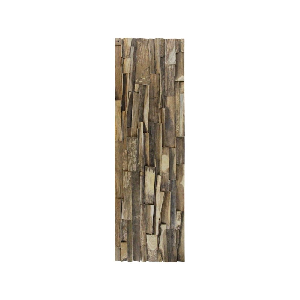 Brown 3D Embossed Geometric Teak Reclaimed Wood Decorative Wall Panels on a white background