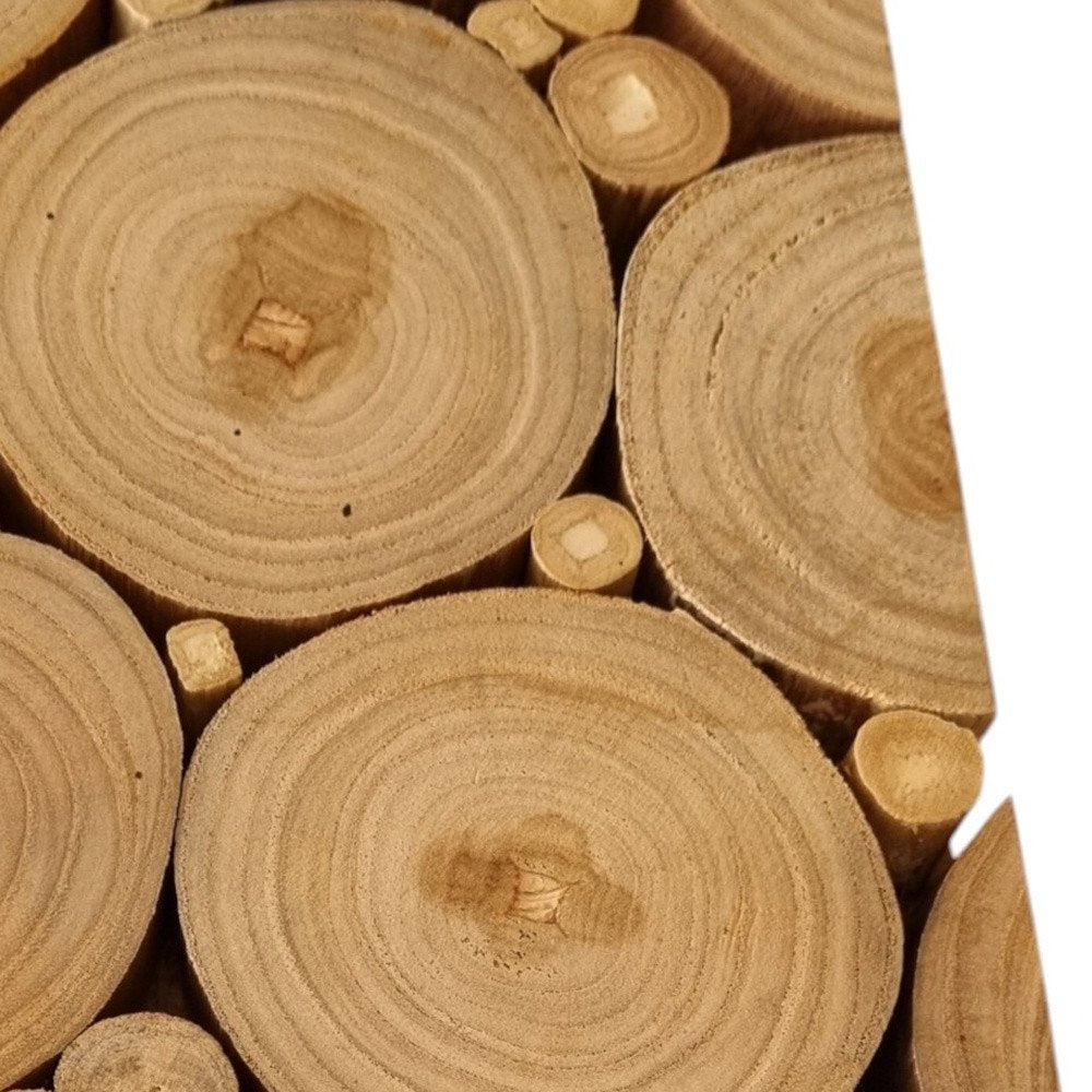 Natural Tree Stump Slice Teak Reclaimed Wood Decorative Wall Panels close-up detail