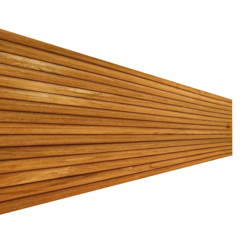 Brown 3D Embossed Striped Teak Reclaimed Wood Decorative Wall Panels on a white background