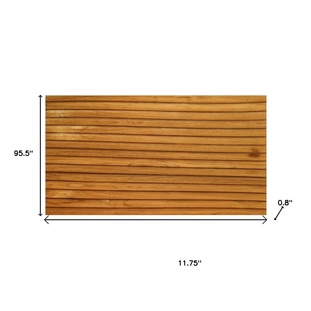 Brown 3D Embossed Striped Teak Reclaimed Wood Decorative Wall Panels on a white background