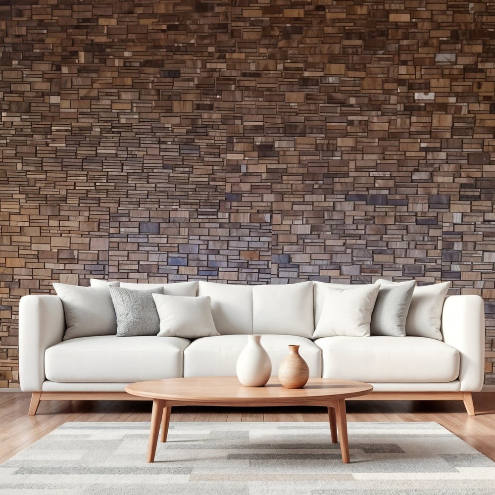 Brown 3D Embossed Abstract Teak Reclaimed Wood Decorative Wall Panels