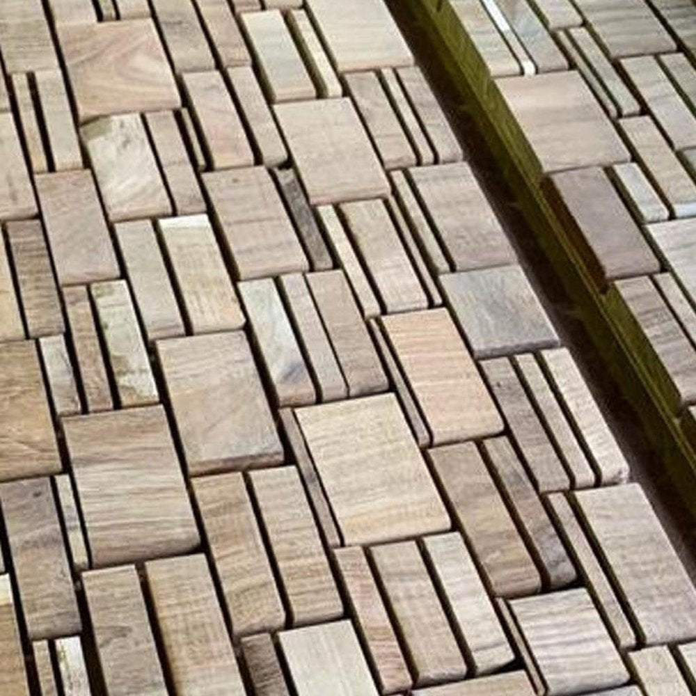 Brown 3D Embossed Abstract Teak Reclaimed Wood Decorative Wall Panels close-up detail