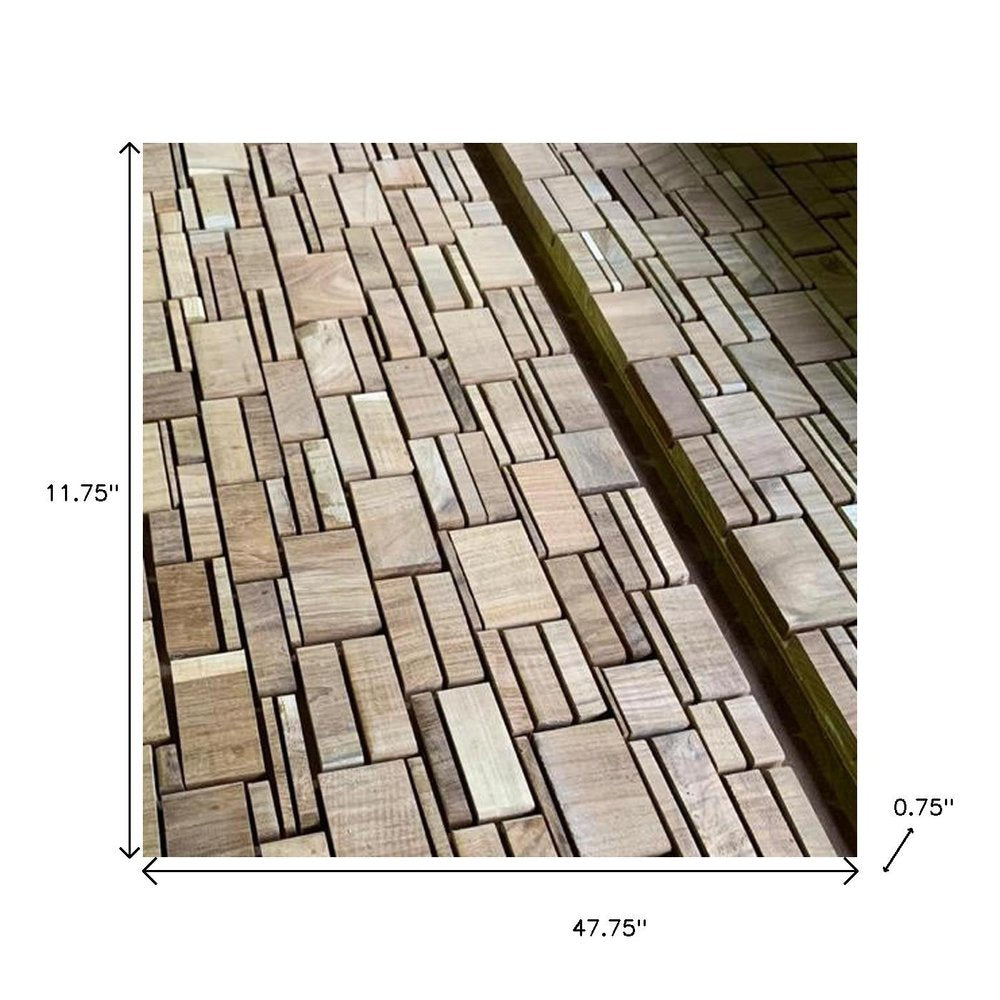 Brown 3D Embossed Abstract Teak Reclaimed Wood Decorative Wall Panels on a white background