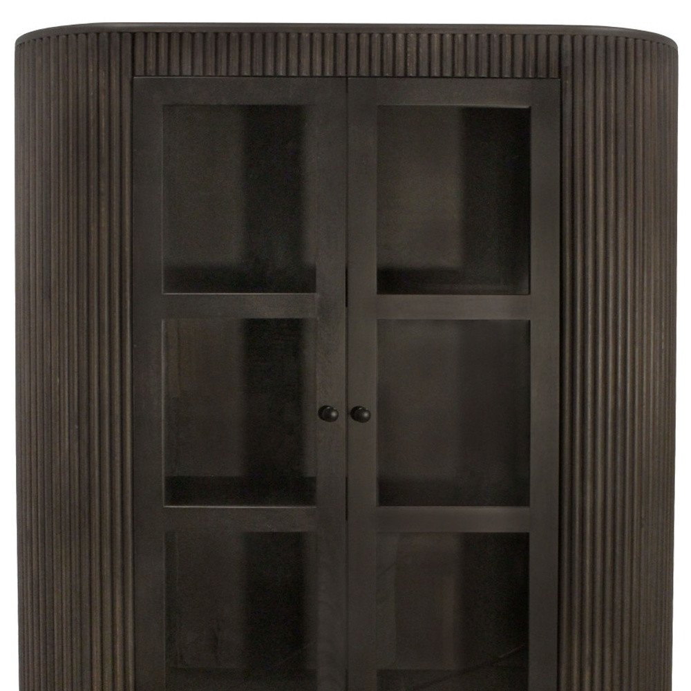 48" Espresso and Black Solid Wood and Iron Accent Cabinet With Four Doors