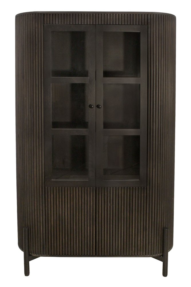 48" Espresso and Black Solid Wood and Iron Accent Cabinet With Four Doors