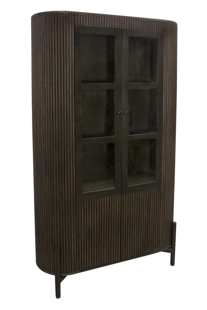48" Espresso and Black Solid Wood and Iron Accent Cabinet With Four Doors