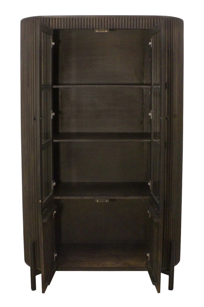 48" Espresso and Black Solid Wood and Iron Accent Cabinet With Four Doors