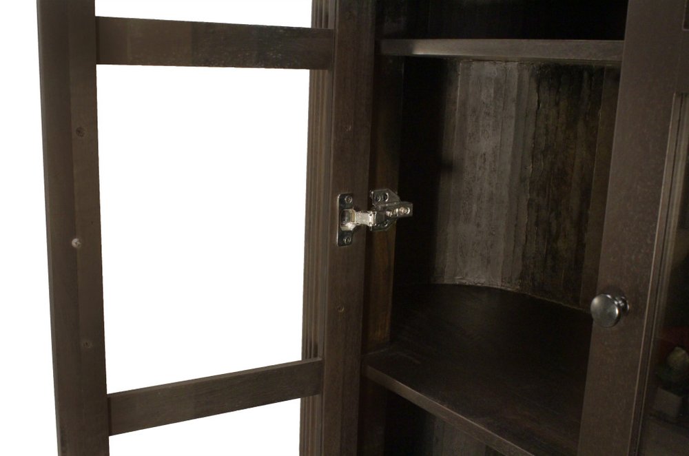 48" Espresso and Black Solid Wood and Iron Accent Cabinet With Four Doors