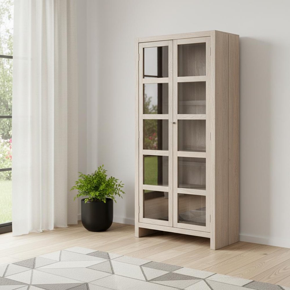 42" Ivory Solid Wood Accent Cabinet With Two Doors