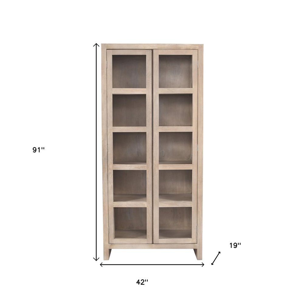 42" Ivory Solid Wood Accent Cabinet With Two Doors