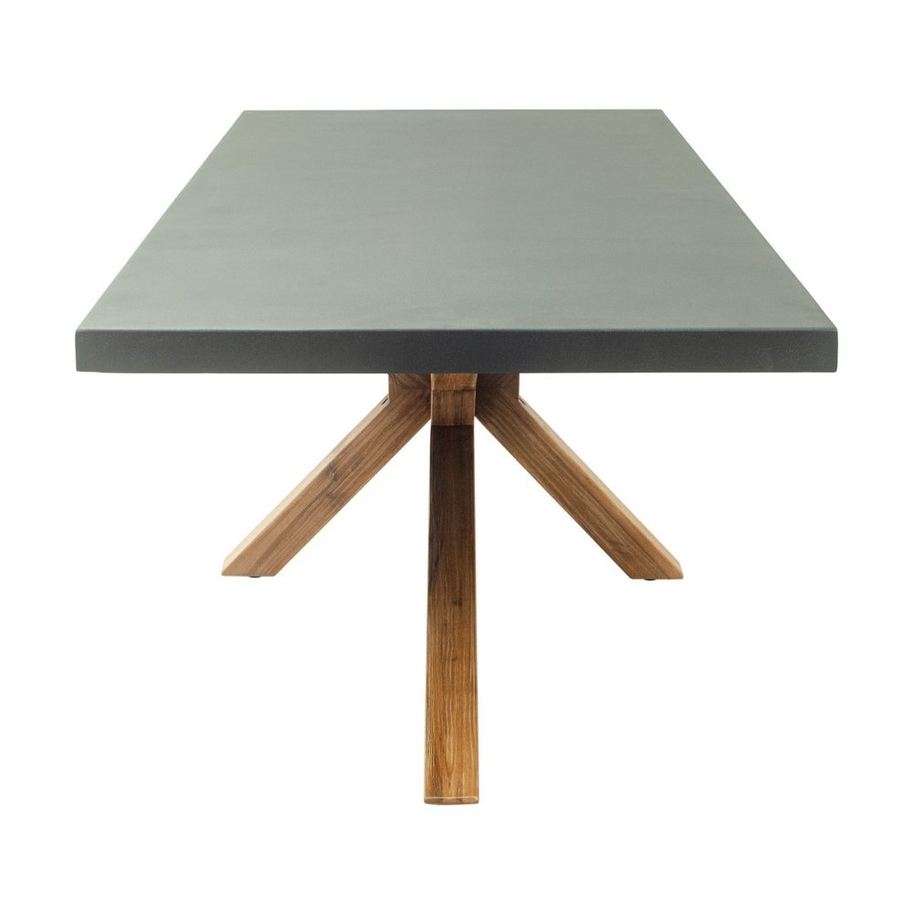 95" Gray and Natural Faux Concrete and Solid Wood Cross Leg Base Dining Table