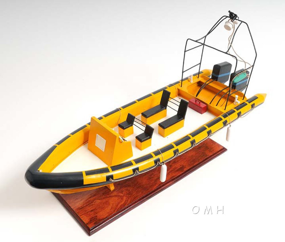 13" Unfinished Wood Hand Painted Model Boat. Home product isolated on a plain white background, in a gold wood finish.