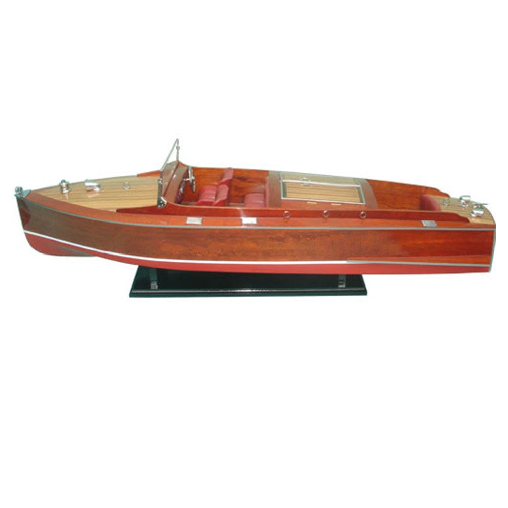 9" Unfinished Wood Hand Painted Model Boat