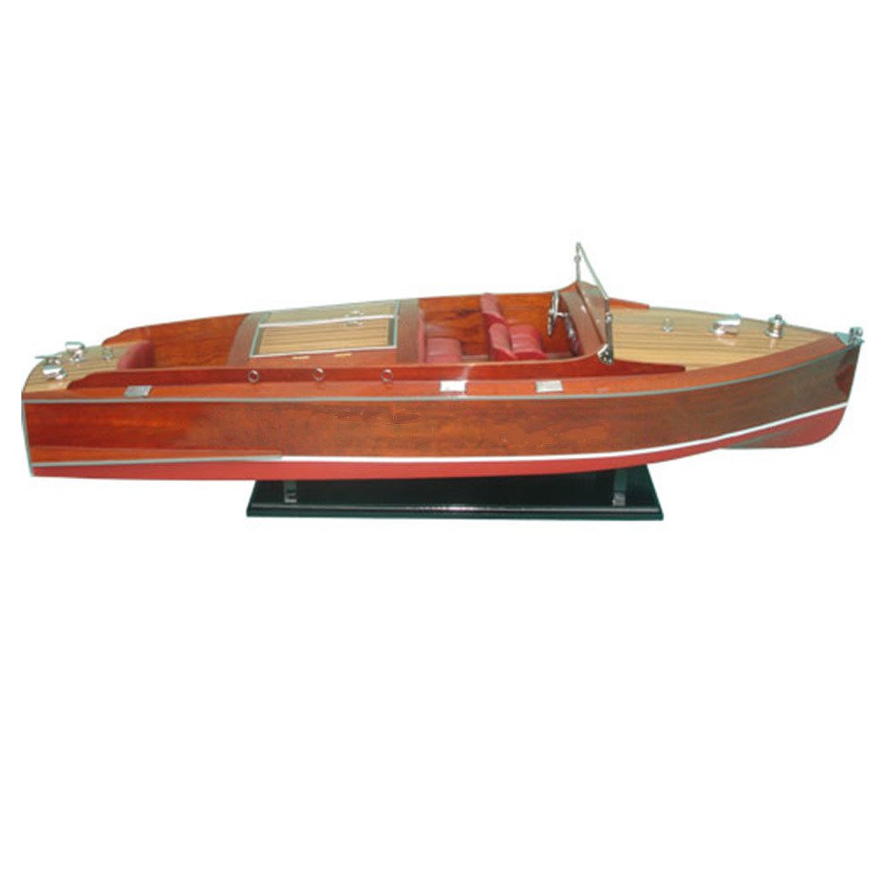 9" Unfinished Wood Hand Painted Model Boat