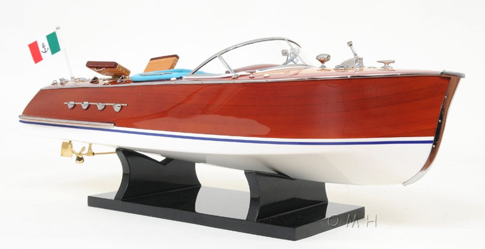 8" Unfinished Wood Hand Painted Model Boat