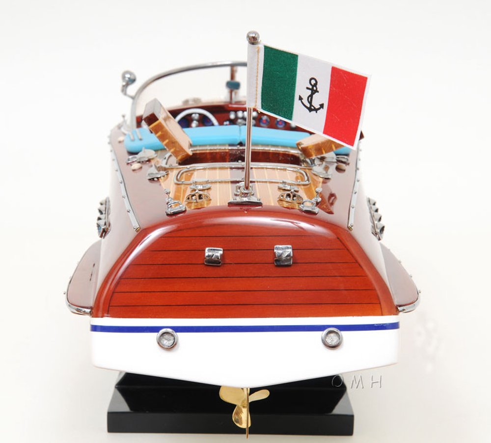 8" Unfinished Wood Hand Painted Model Boat