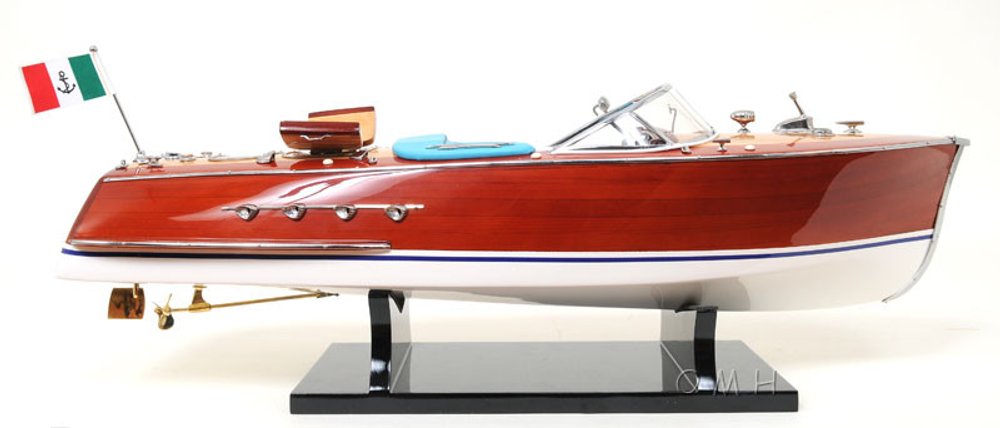 8" Unfinished Wood Hand Painted Model Boat