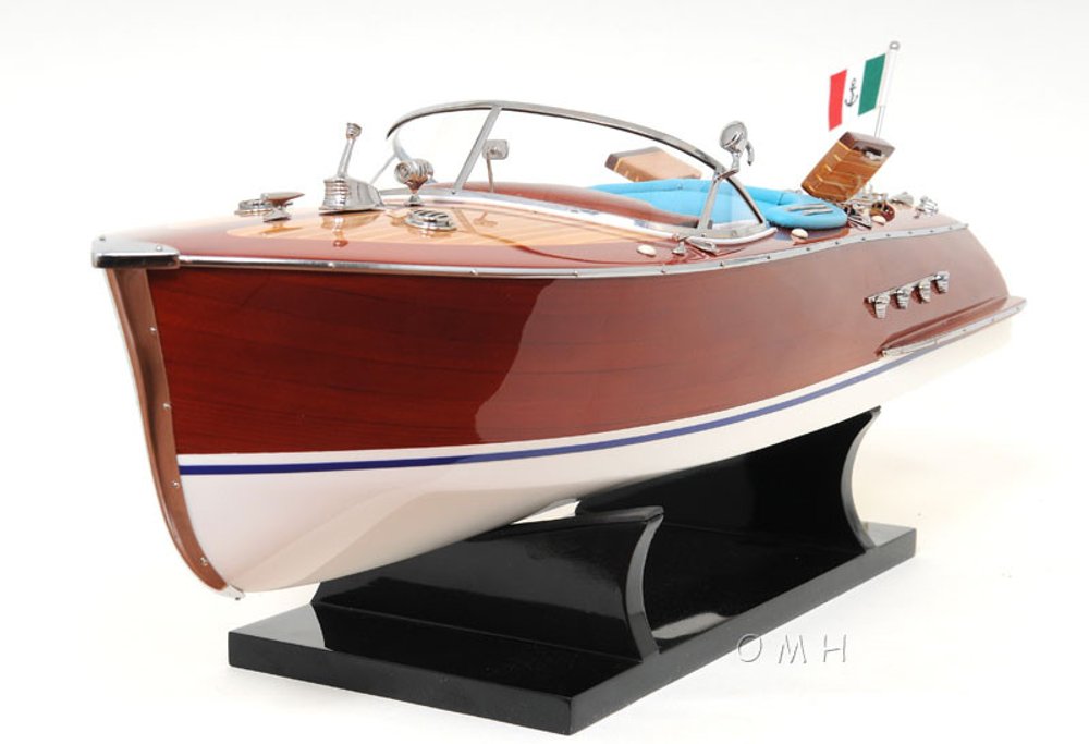 8" Unfinished Wood Hand Painted Model Boat