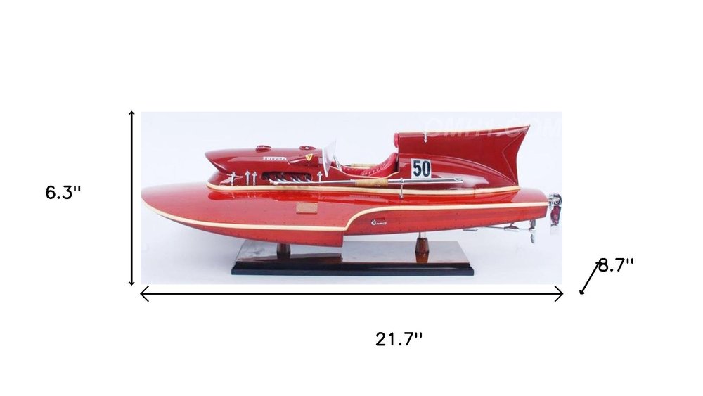 6" Unfinished Wood Hand Painted Model Boat