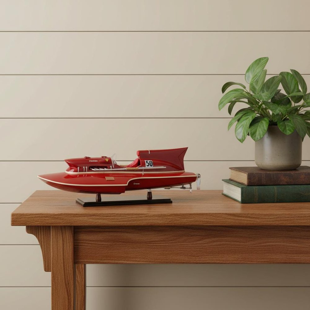 6" Unfinished Wood Hand Painted Model Boat
