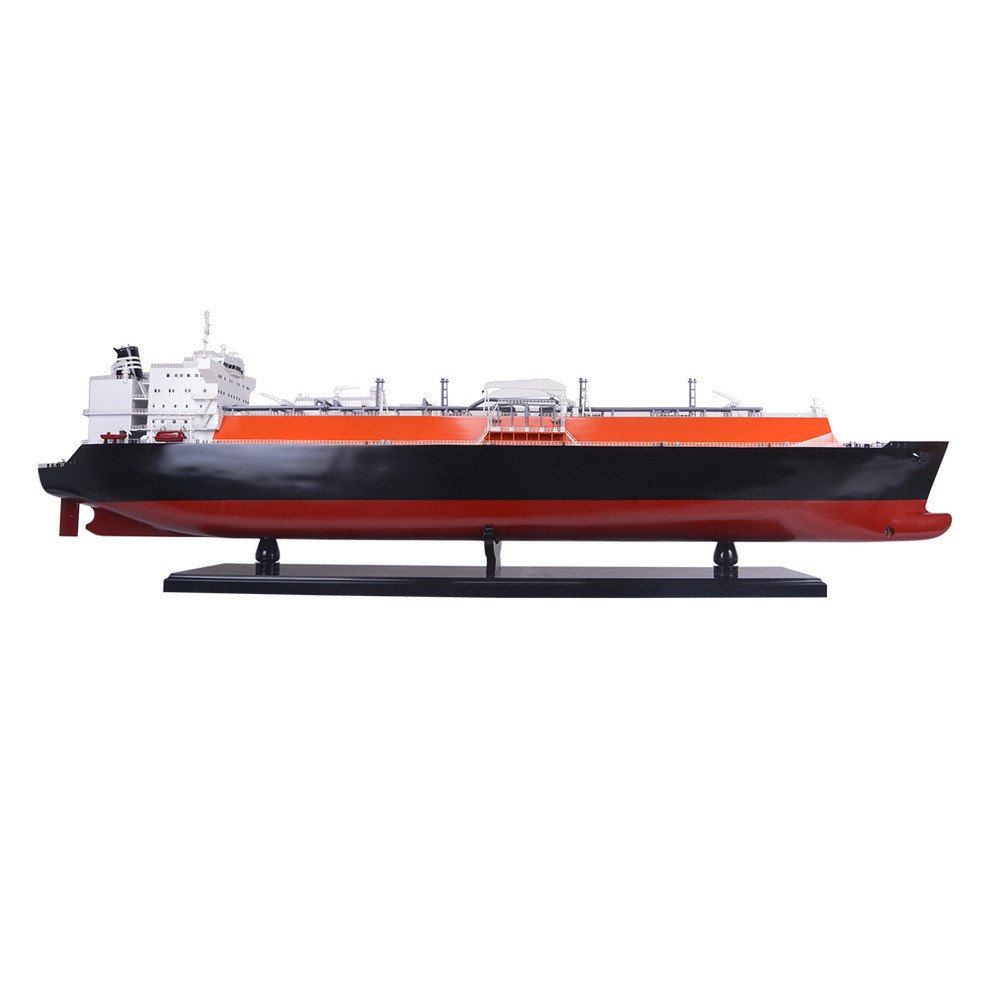 10" Unfinished Wood Hand Painted Model Boat. Home product isolated on a plain white background, in a black wood finish.