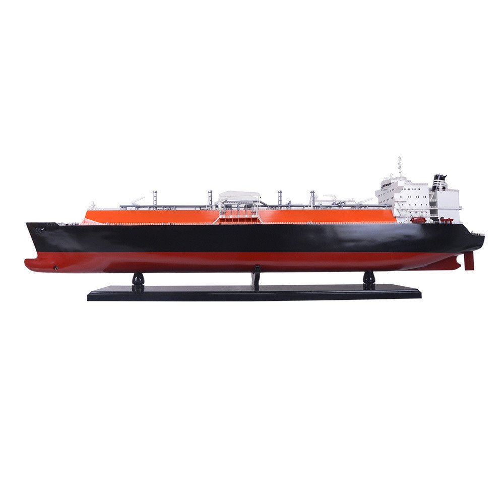 10" Unfinished Wood Hand Painted Model Boat. Home product isolated on a plain white background, finished in black wood.