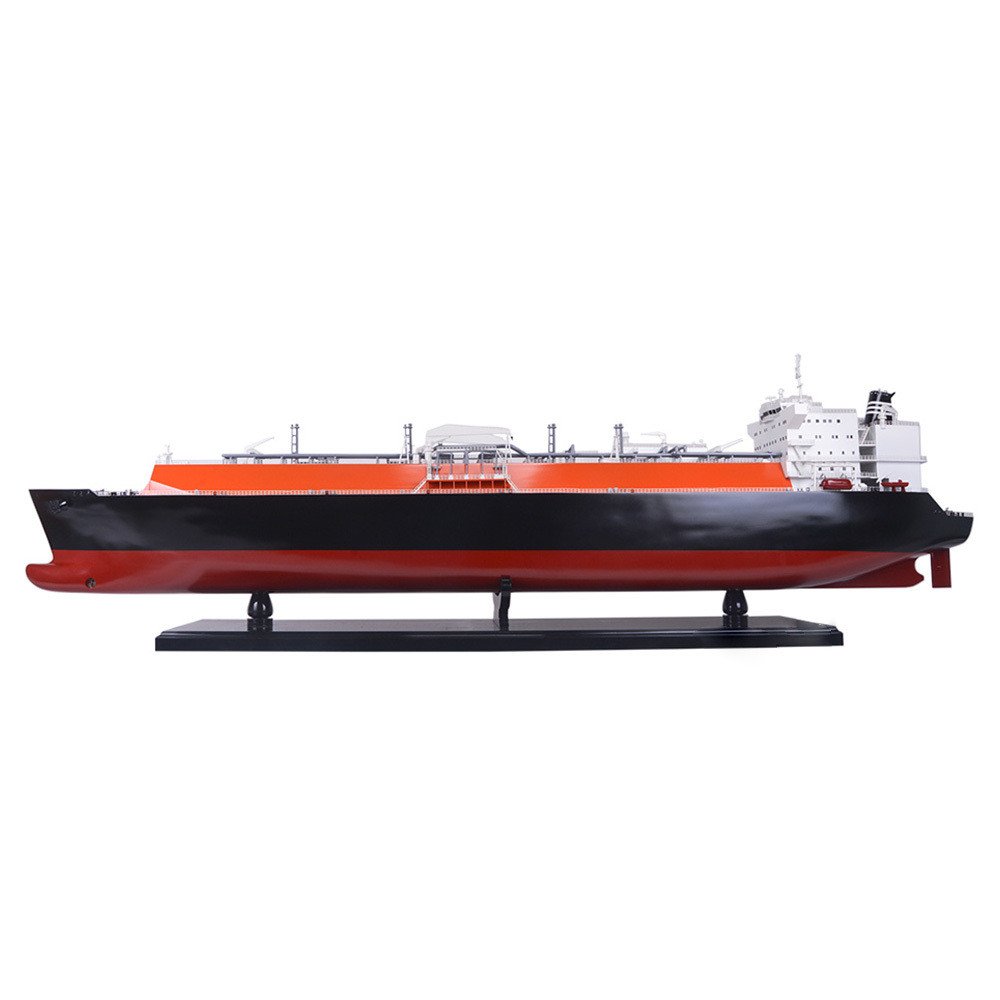 10" Unfinished Wood Hand Painted Model Boat. Home product isolated on a plain white background, finished in black wood.