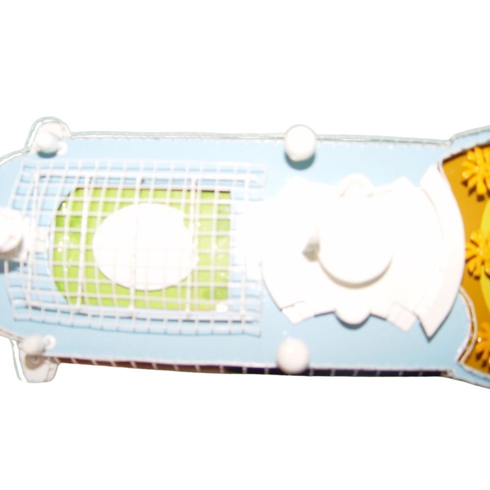 11" Unfinished Wood Hand Painted Model Boat. Home product isolated on a plain white background, finished in cream wood.
