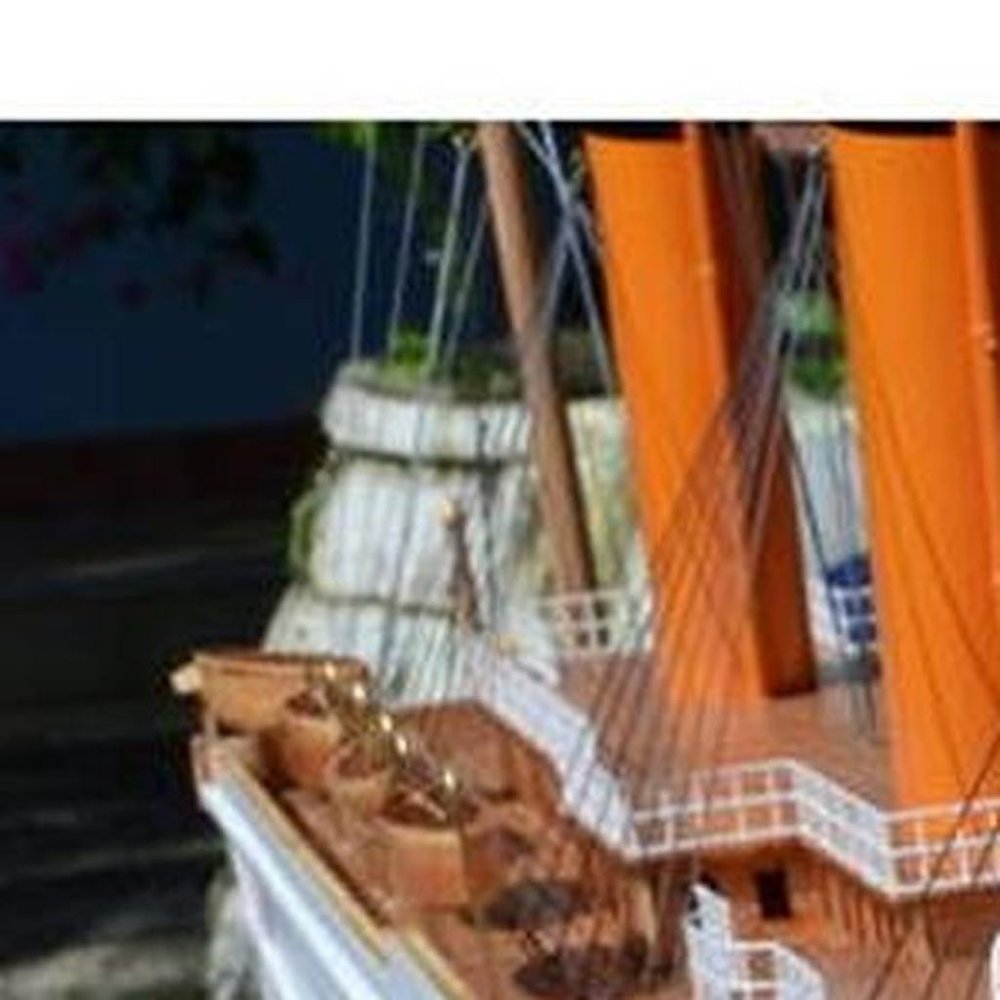 28" Unfinished Wood Hand Painted Model Boat