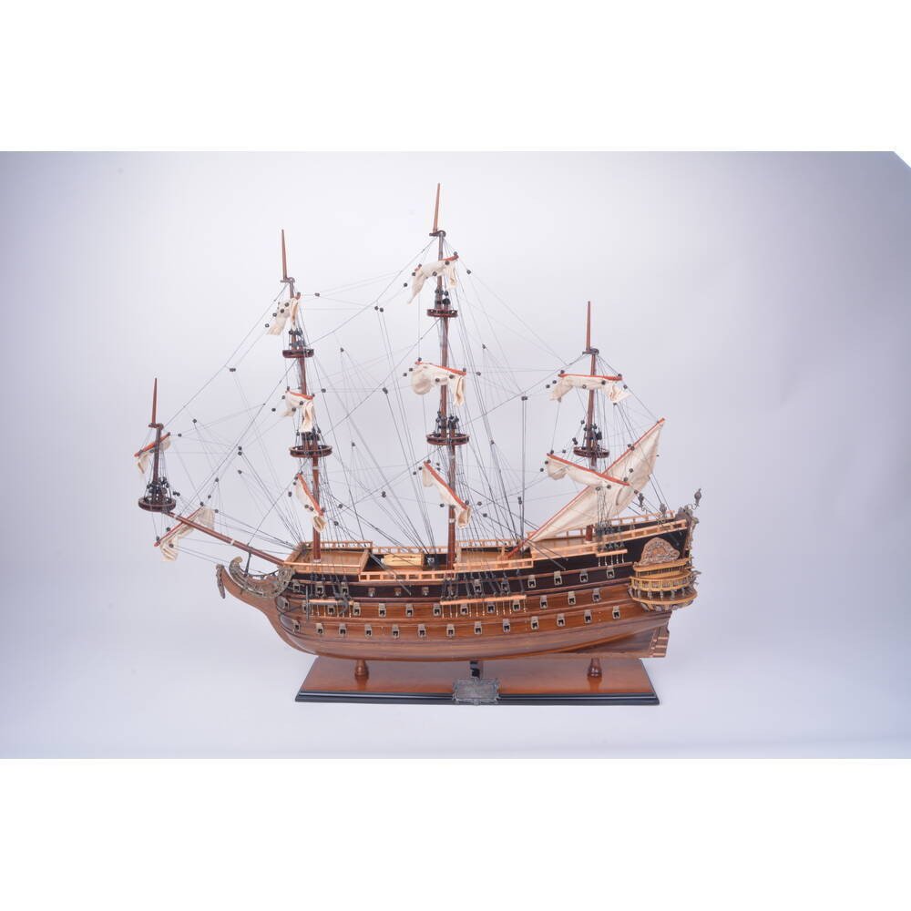 32" Unfinished Wood Hand Painted Boat Model Boat