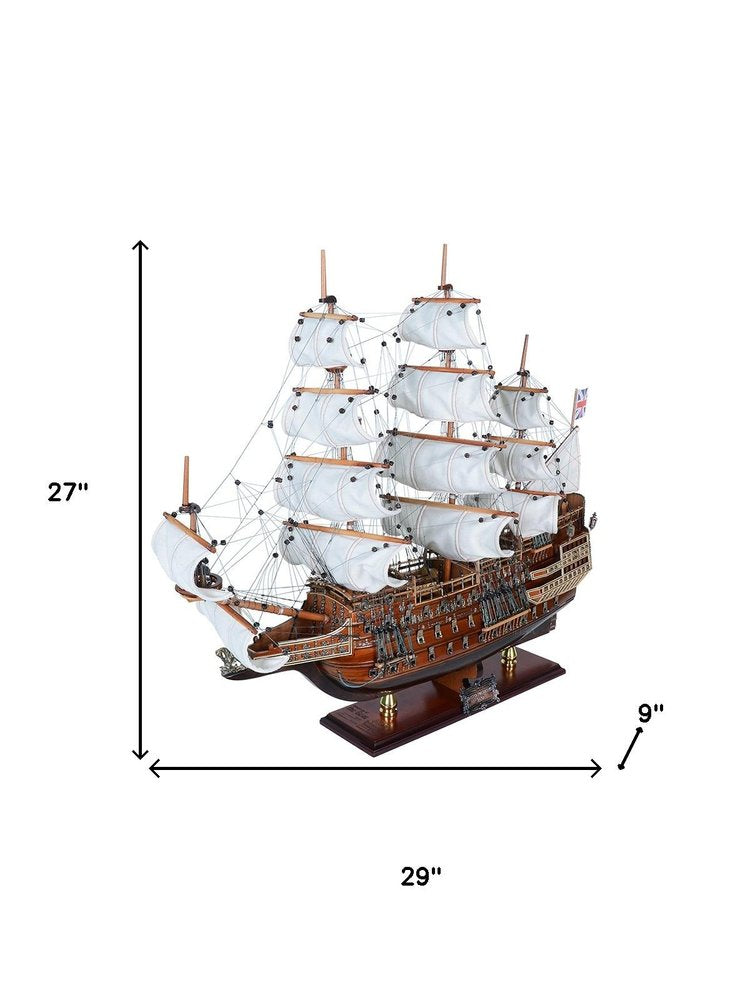 27" Unfinished Wood Hand Painted Model Boat