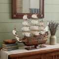27" Unfinished Wood Hand Painted Model Boat