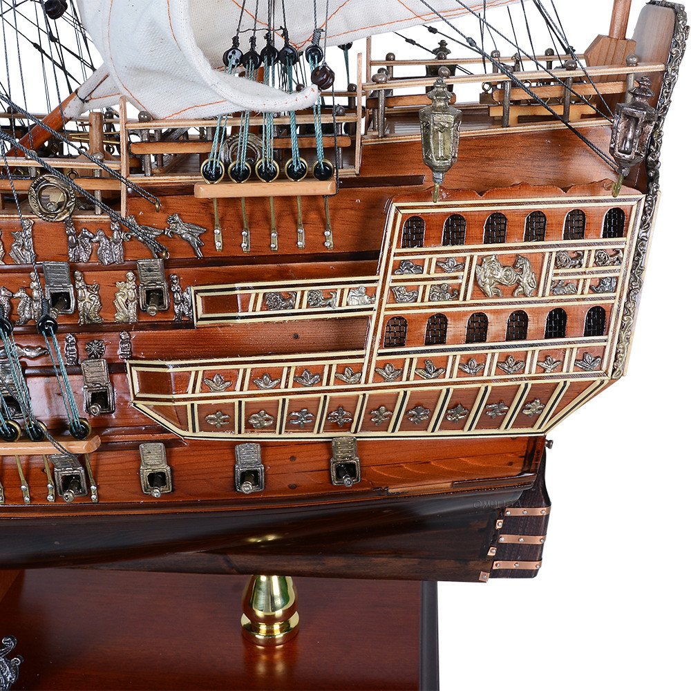 27" Unfinished Wood Hand Painted Model Boat