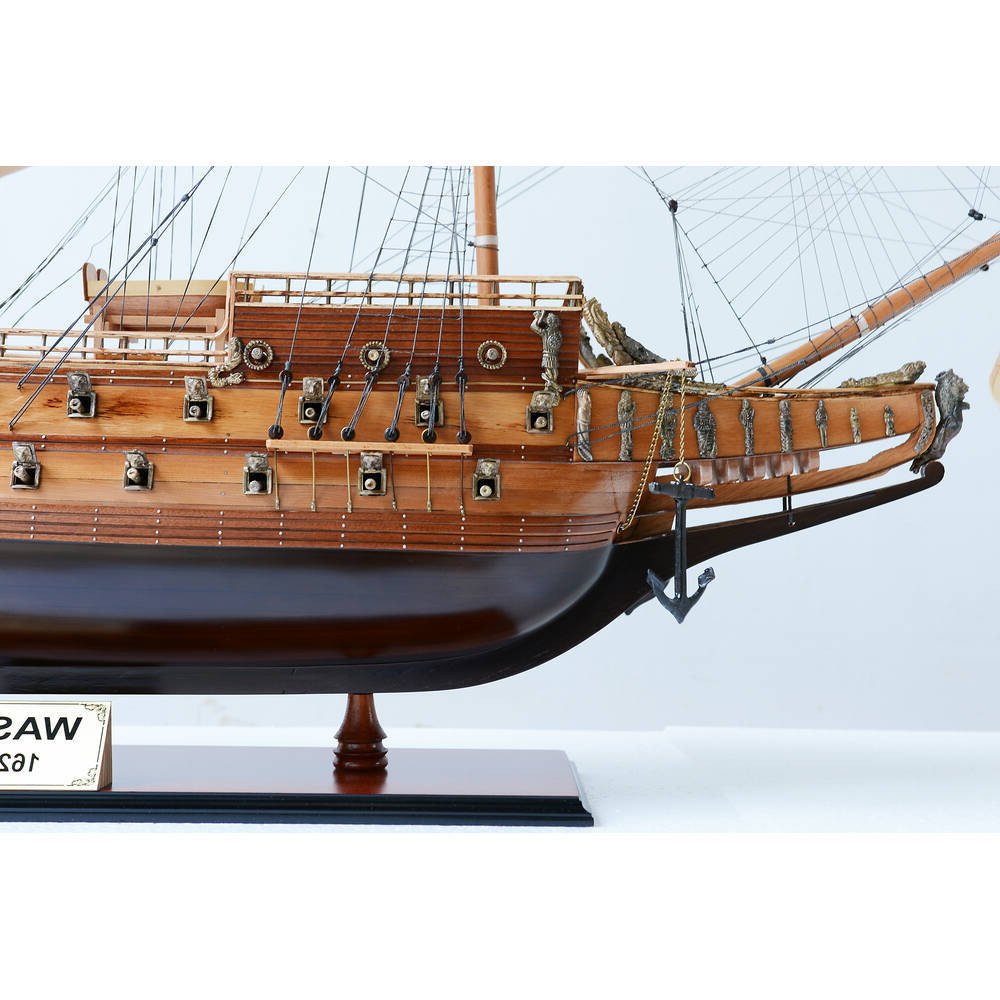 50" Unfinished Wood Hand Painted Boat Model Boat