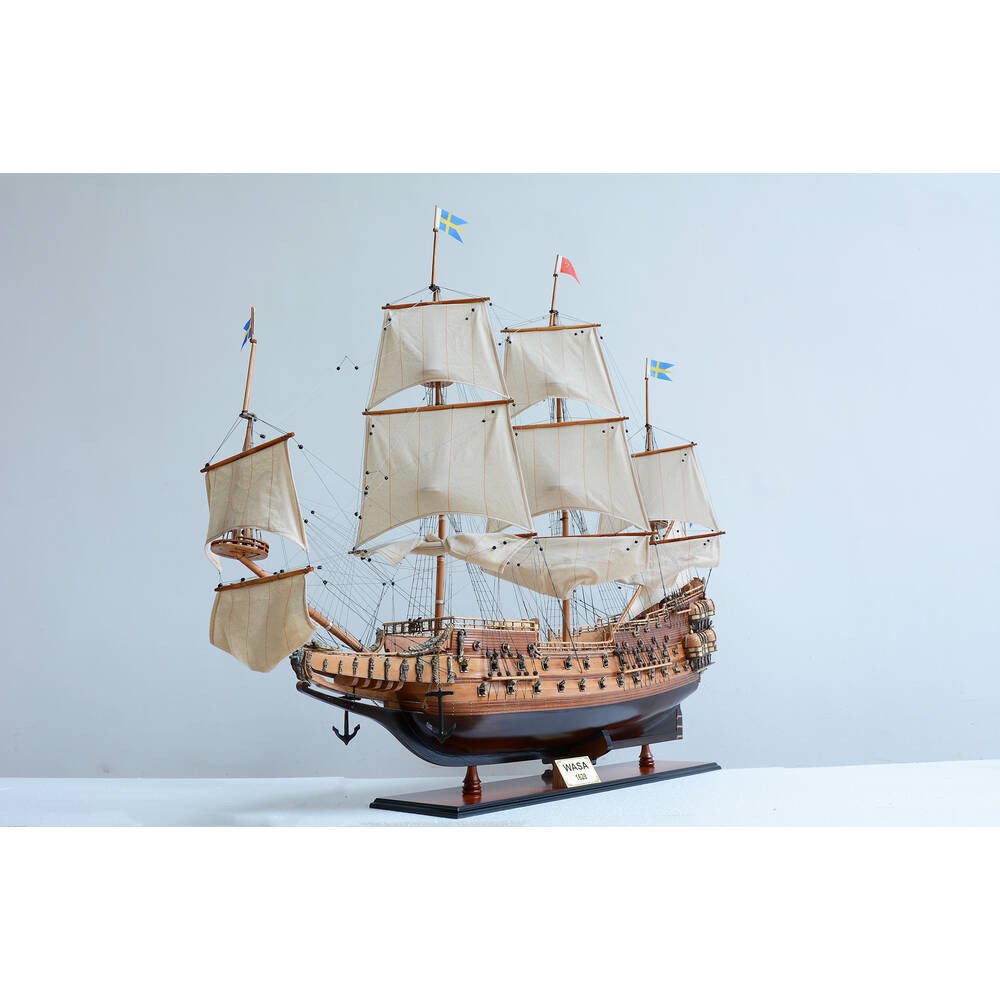 50" Unfinished Wood Hand Painted Boat Model Boat