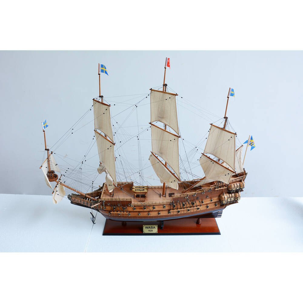 50" Unfinished Wood Hand Painted Boat Model Boat