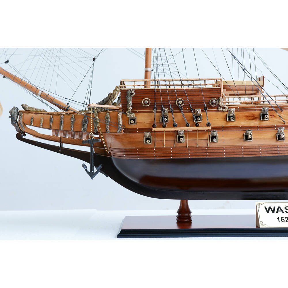 50" Unfinished Wood Hand Painted Boat Model Boat
