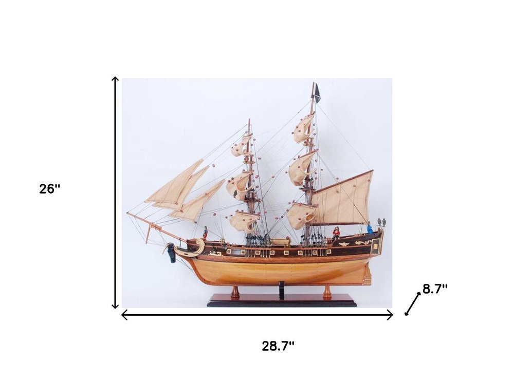 26" Unfinished Wood Hand Painted Boat Model Boat