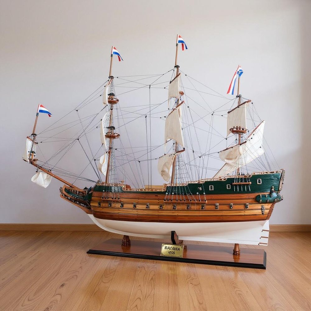 49" Unfinished Wood Hand Painted Boat Model Boat